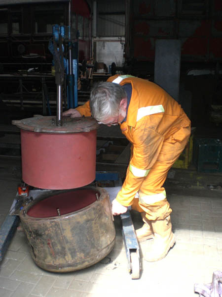 Graham working on a vacuum cylinder