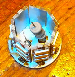 Corn LED stack with top removed to reveal power resistor